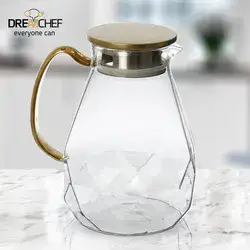 קנקן מעוצב עשוי זכוכית ומשלב מכסה וידית בצבע זהב 1800ml