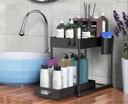 מתקן לאחסון וארגון מתחת לכיור - שחור