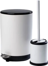 סט פח אשפה+מברשת לבן מט